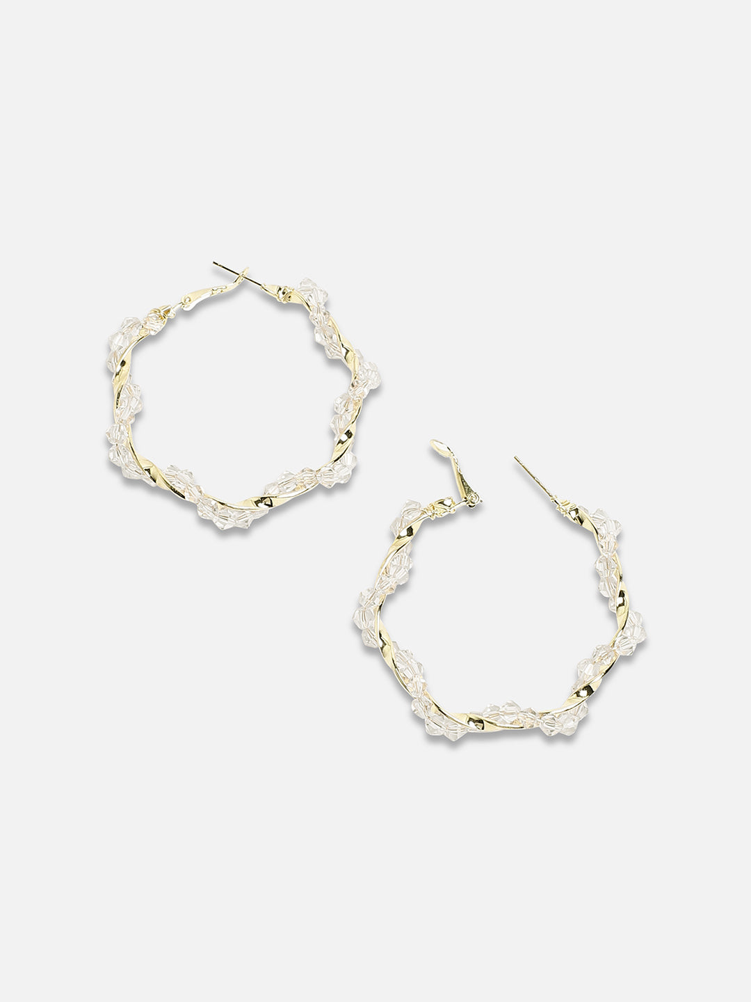 Gold-Plated Studded Hoop Earrings