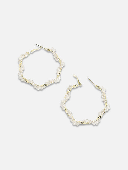 Gold-Plated Studded Hoop Earrings