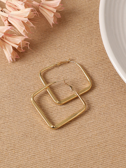 Gold-Plated Square Hoop Earrings