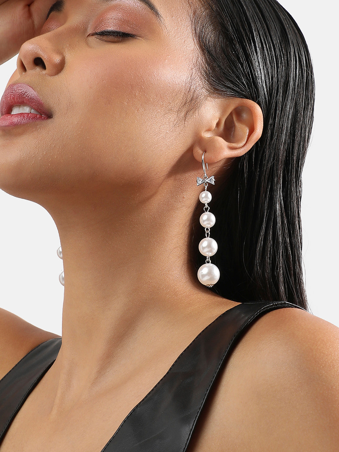Silver Plated Pearls Drop Earrings