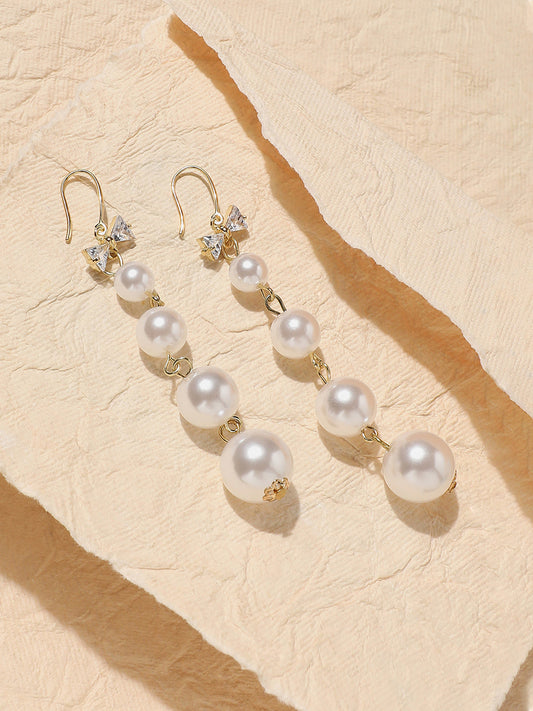 Gold-Plated Beaded Drop Earrings