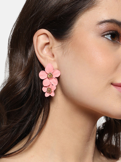 Gold-Plated Floral Drop Earrings