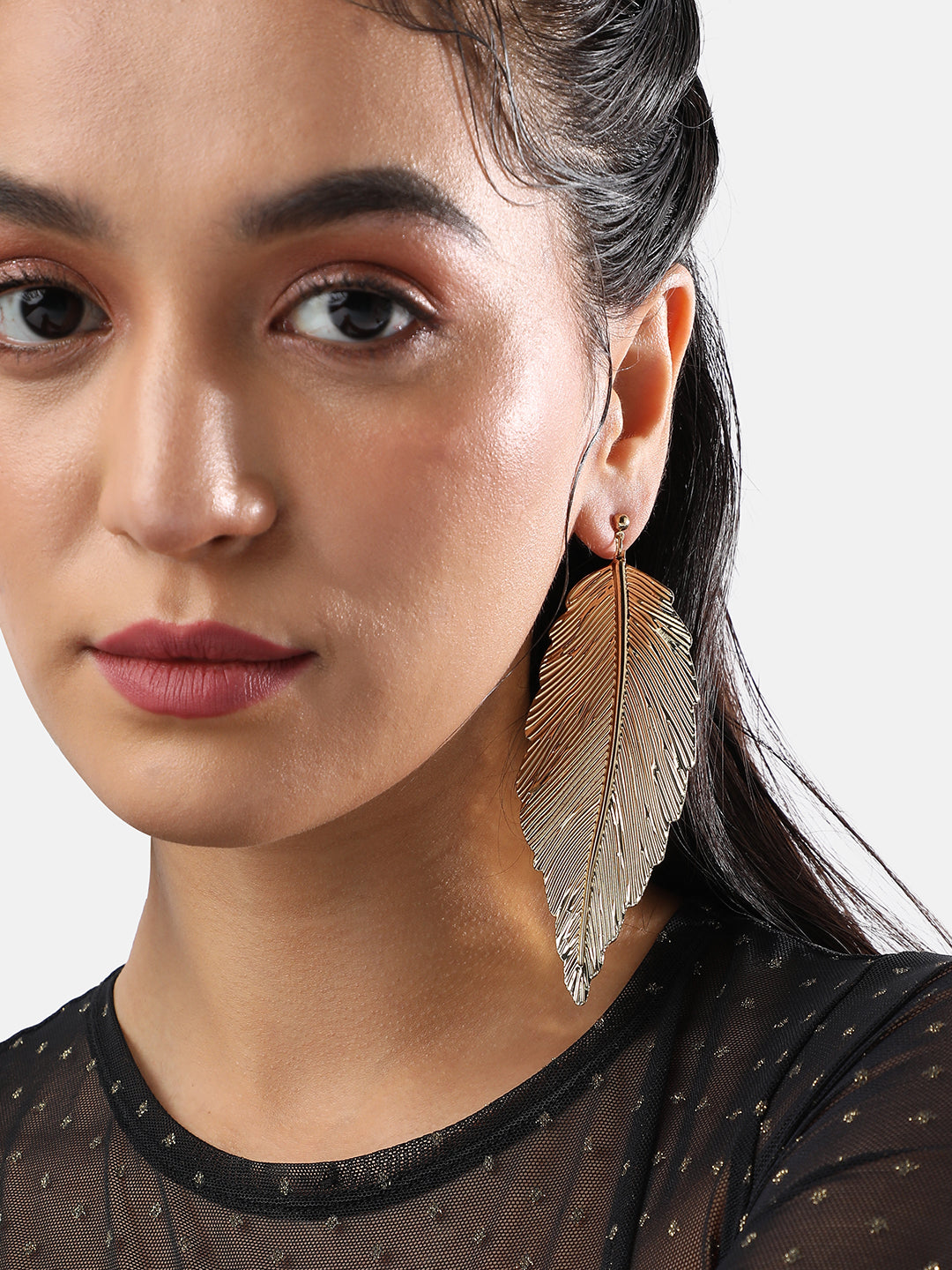 Gold-Plated Contemporary Drop Earrings