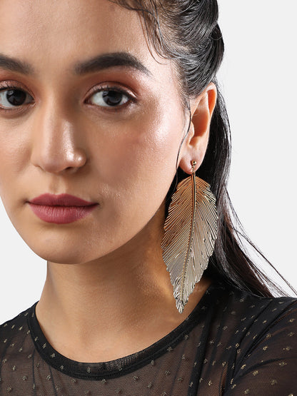 Gold-Plated Contemporary Drop Earrings