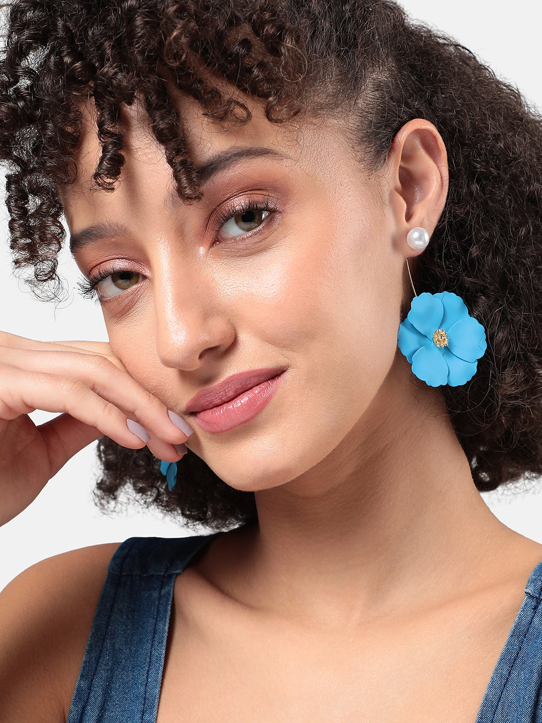 Gold-Plated Pearls Beaded Floral Drop Earrings