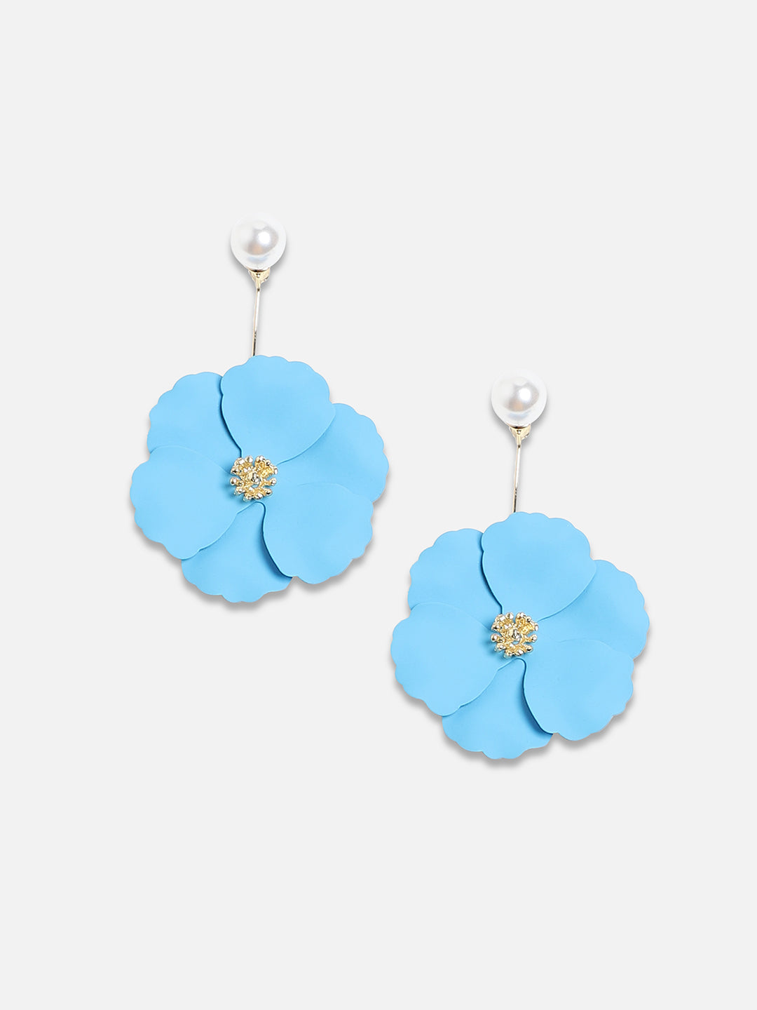 Gold-Plated Pearls Beaded Floral Drop Earrings