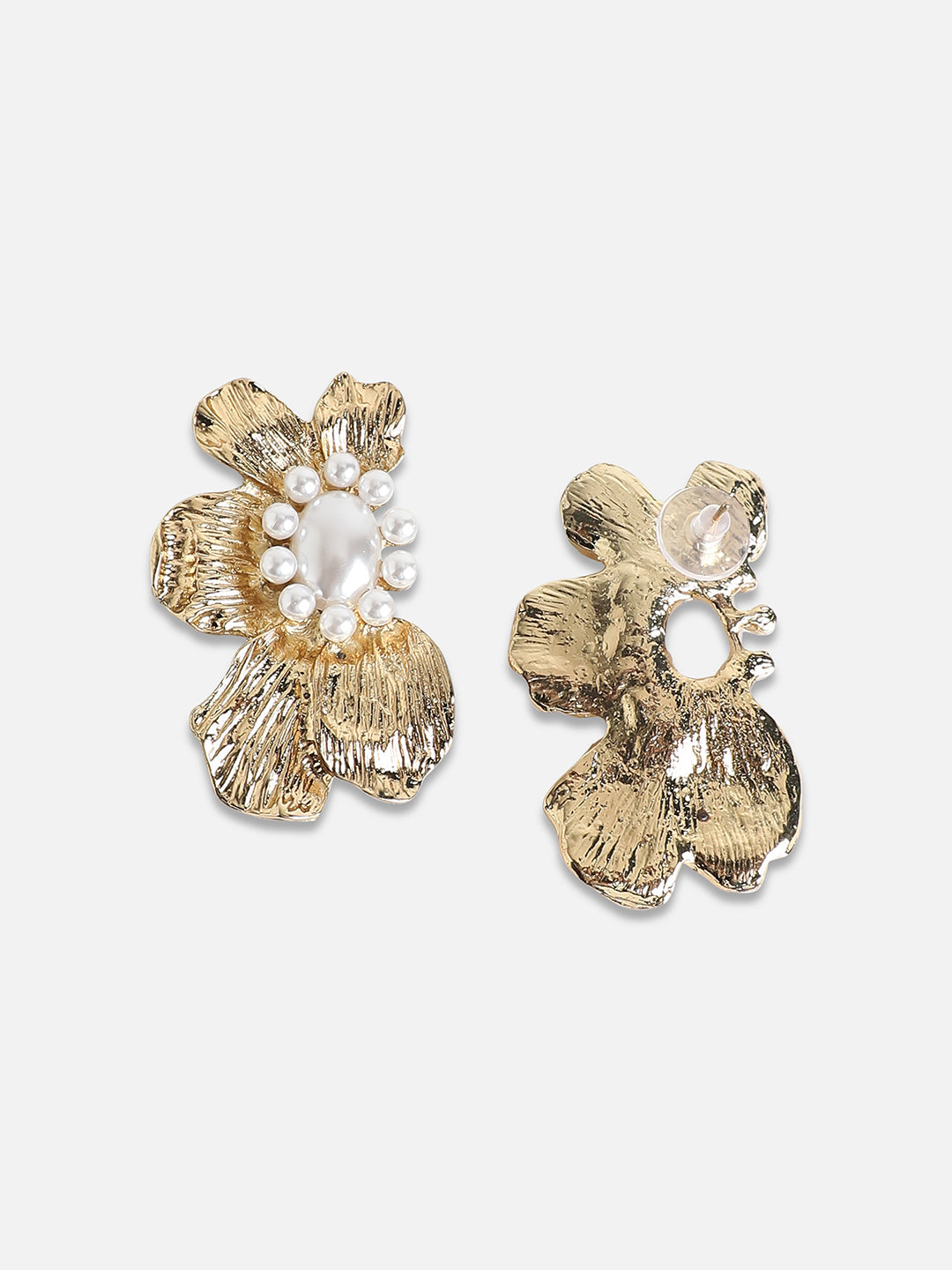 Gold-Plated Artificial Beads Studs Earrings