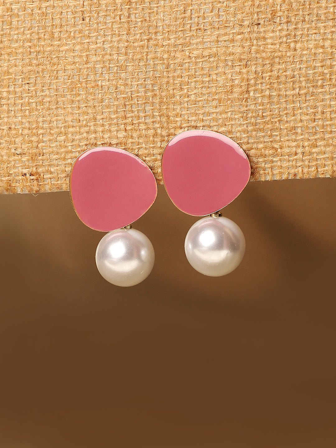 Gold-Plated Pearls Beaded Contemporary Drop Earrings