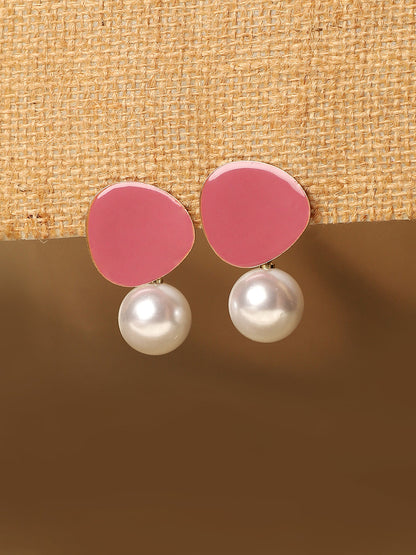 Gold-Plated Pearls Beaded Contemporary Drop Earrings