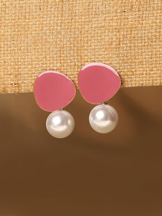 Gold-Plated Pearls Beaded Contemporary Drop Earrings
