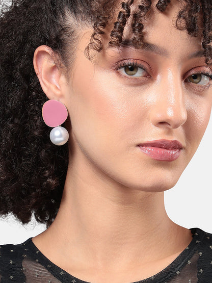 Gold-Plated Pearls Beaded Contemporary Drop Earrings
