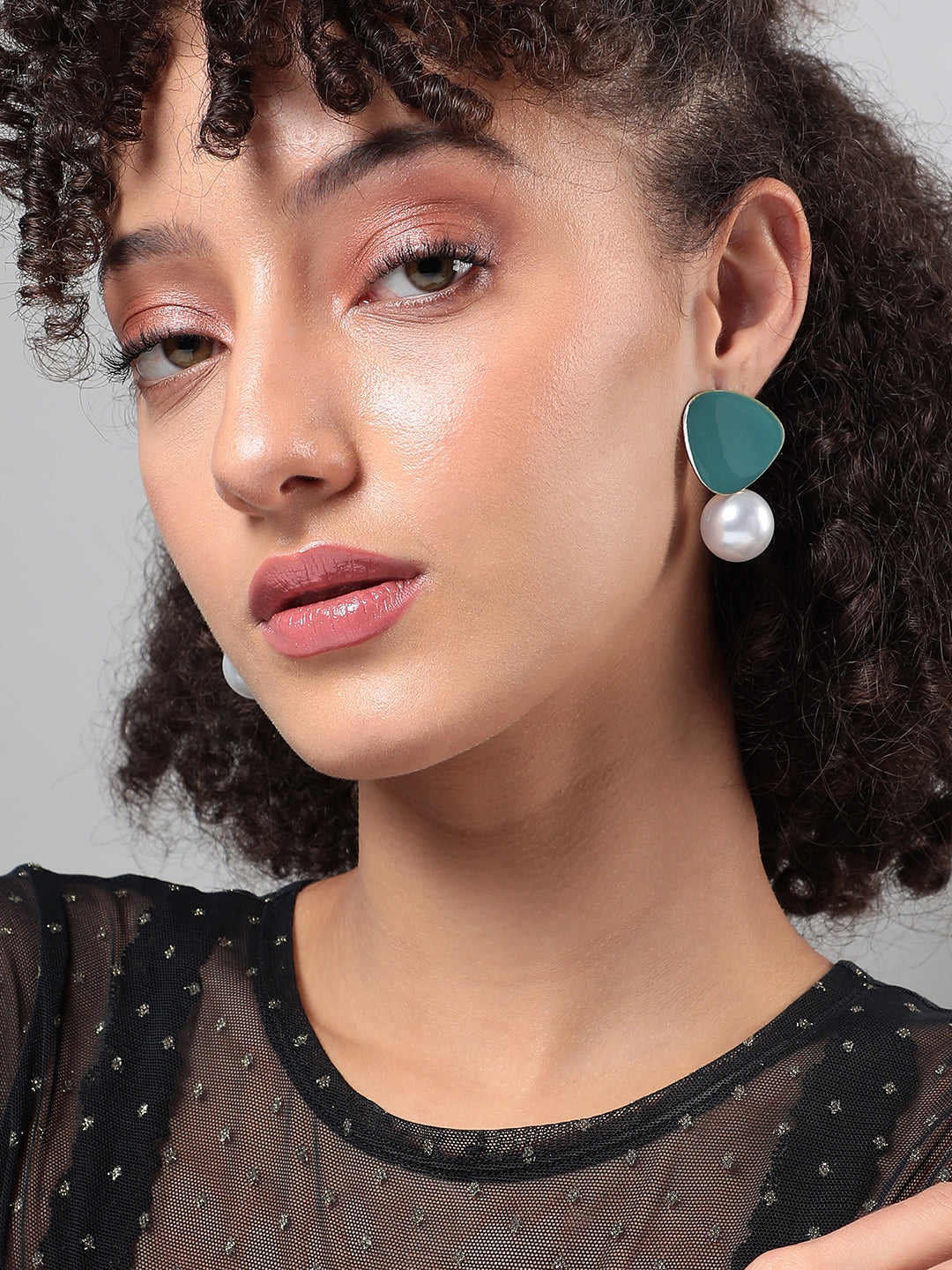 Artificial Beads Gold-Plated Drop Earrings