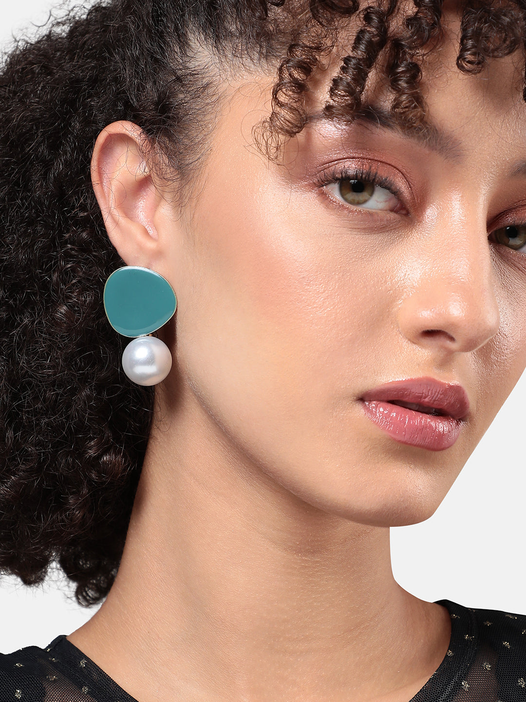 Artificial Beads Gold-Plated Drop Earrings