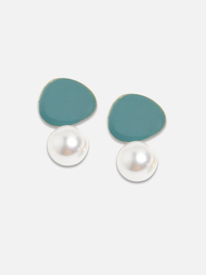 Artificial Beads Gold-Plated Drop Earrings