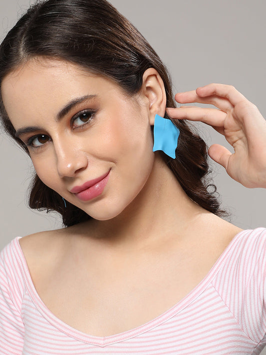 Gold-Plated Contemporary Ripple Drop Earrings