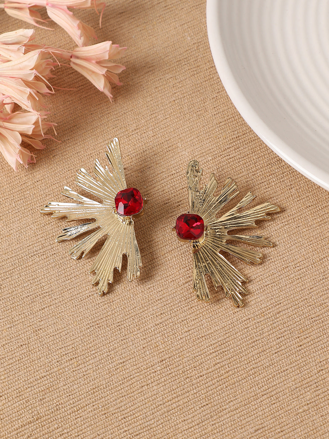 Artificial Stones Gold-Plated Drop Earrings