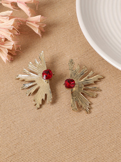 Artificial Stones Gold-Plated Drop Earrings