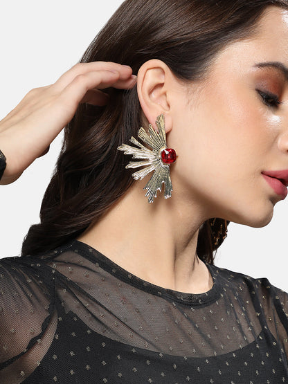 Artificial Stones Gold-Plated Drop Earrings