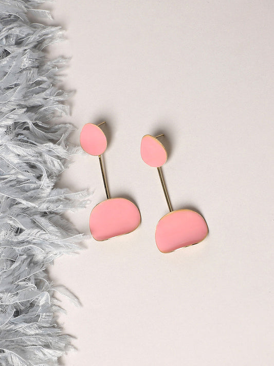 Gold Plated Artificial Stones Studded Drop Earrings