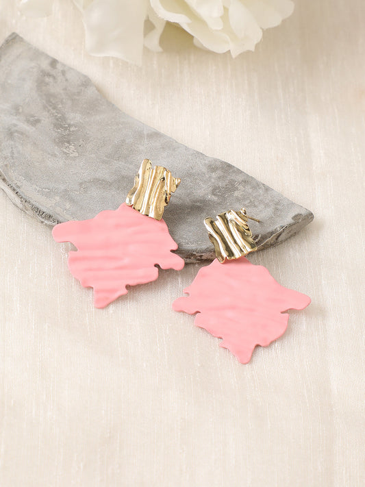 Gold-Plated Contemporary Drop Earrings