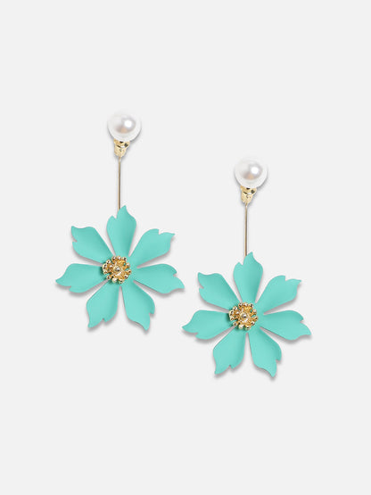 Gold-Plated Pearls Floral Drop Earrings