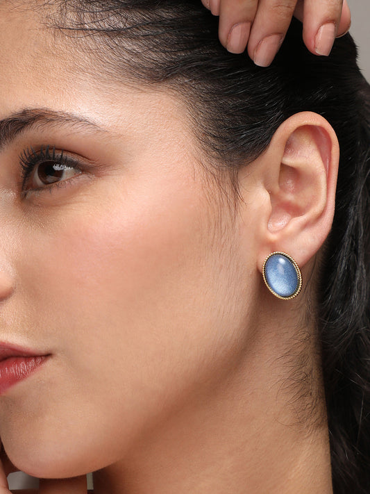 Gold-Plated Stone Studded Studs Earrings
