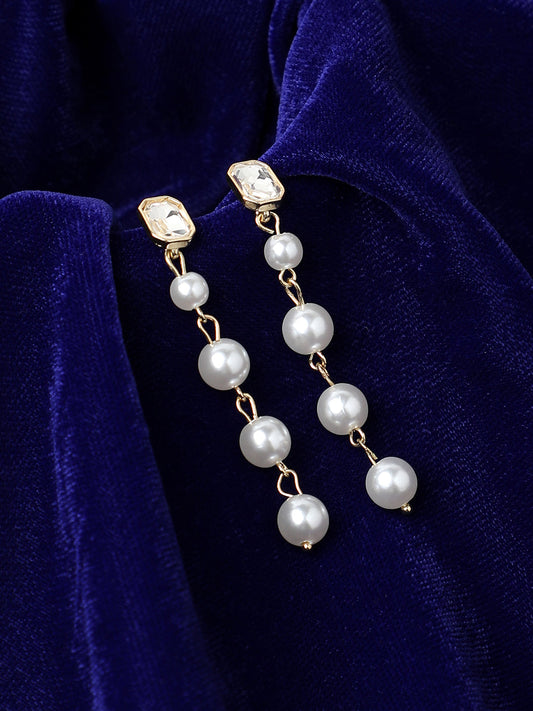 Gold-Plated Contemporary Drop Earrings