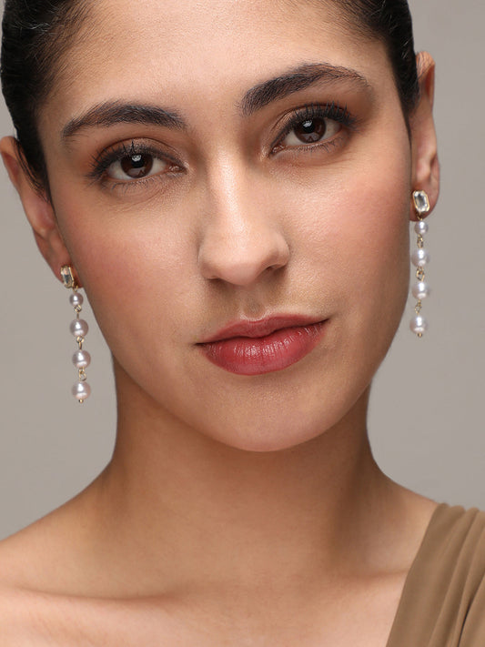 Gold-Plated Contemporary Drop Earrings