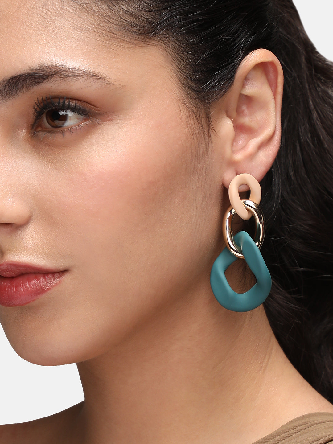 Gold-Plated Contemporary Drop Earrings