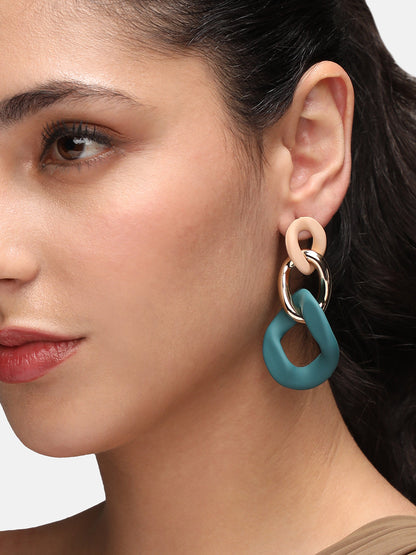 Gold-Plated Contemporary Drop Earrings