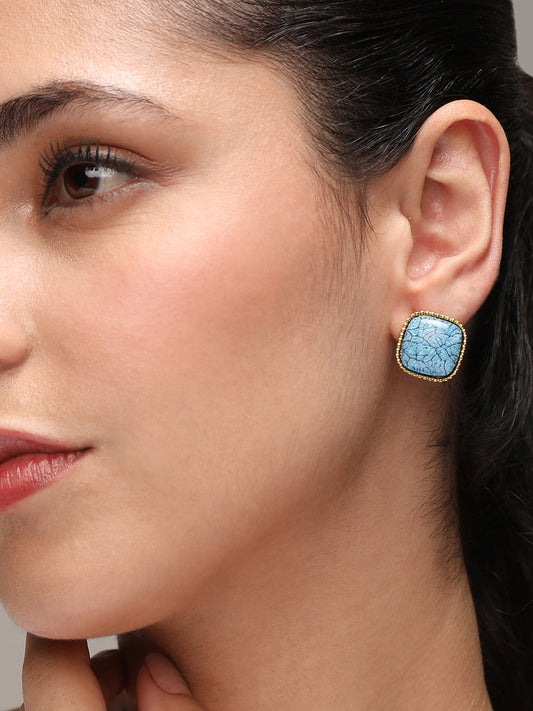 Gold-Plated Stone Studded Studs Earrings