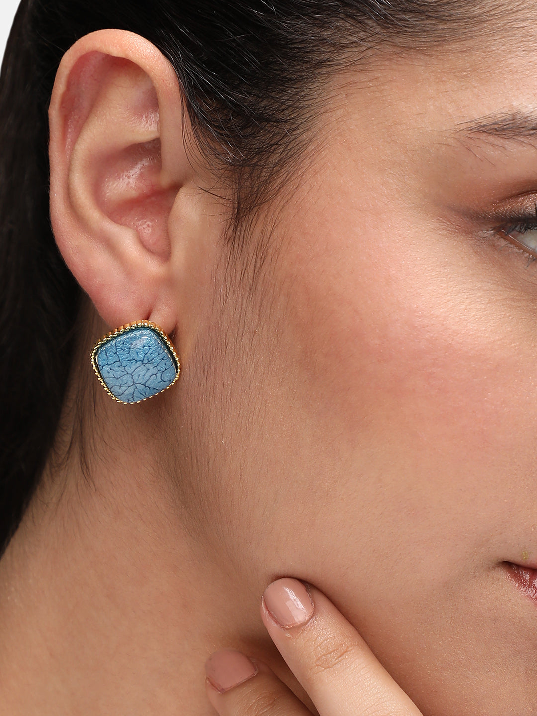 Gold-Plated Stone Studded Studs Earrings