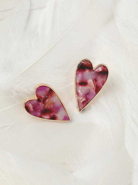 Gold-Plated Heart Shape Studs Earrings