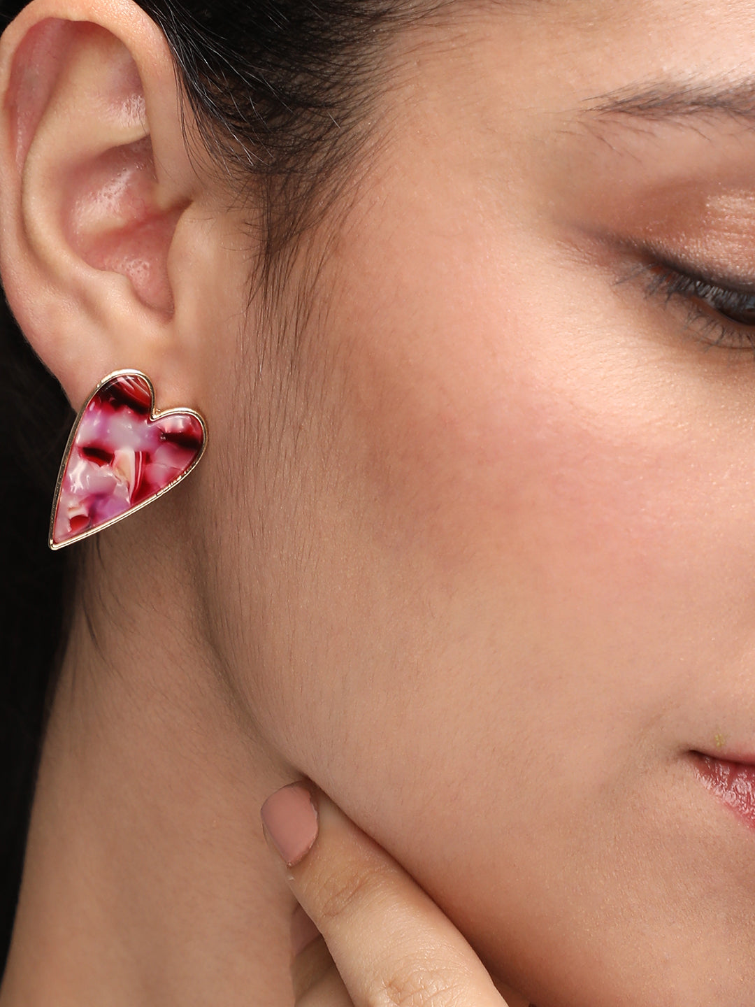 Gold-Plated Heart Shape Studs Earrings