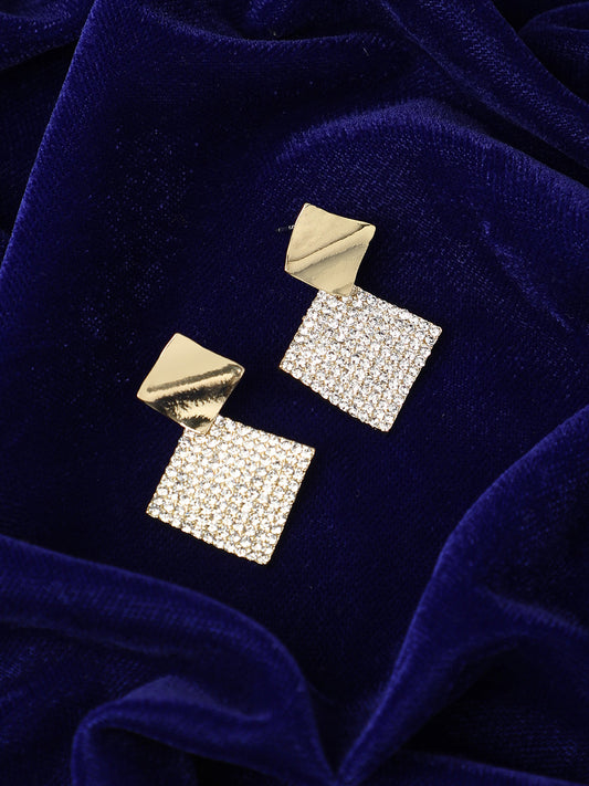 Gold-Plated Contemporary Drop Earrings