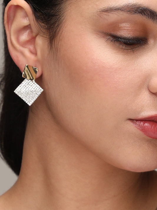 Gold-Plated Contemporary Drop Earrings