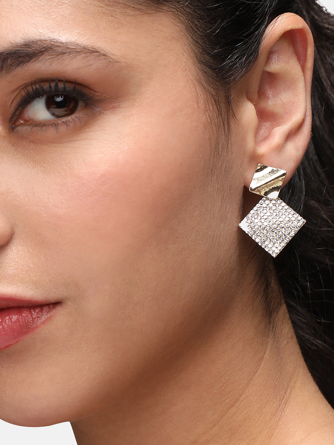 Gold-Plated Contemporary Drop Earrings