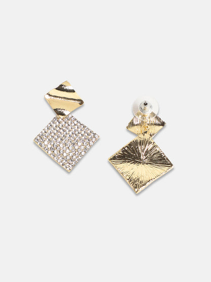 Gold-Plated Contemporary Drop Earrings
