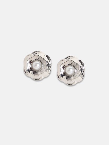Silver-Plated Pearls Beaded Studs Earrings