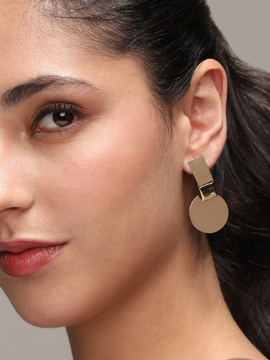 Gold-Plated Geometric Shaped Drop Earrings