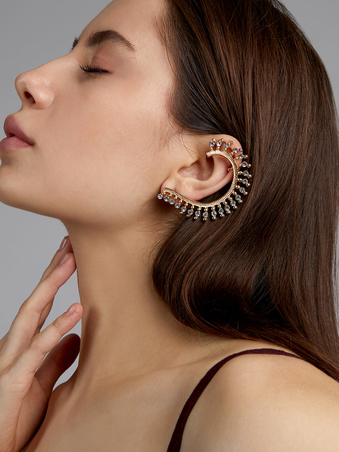 Gold-Plated Contemporary Artificial Stones Drop Earrings