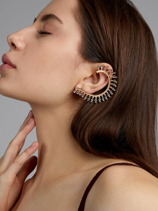 Gold-Plated Contemporary Artificial Stones Drop Earrings