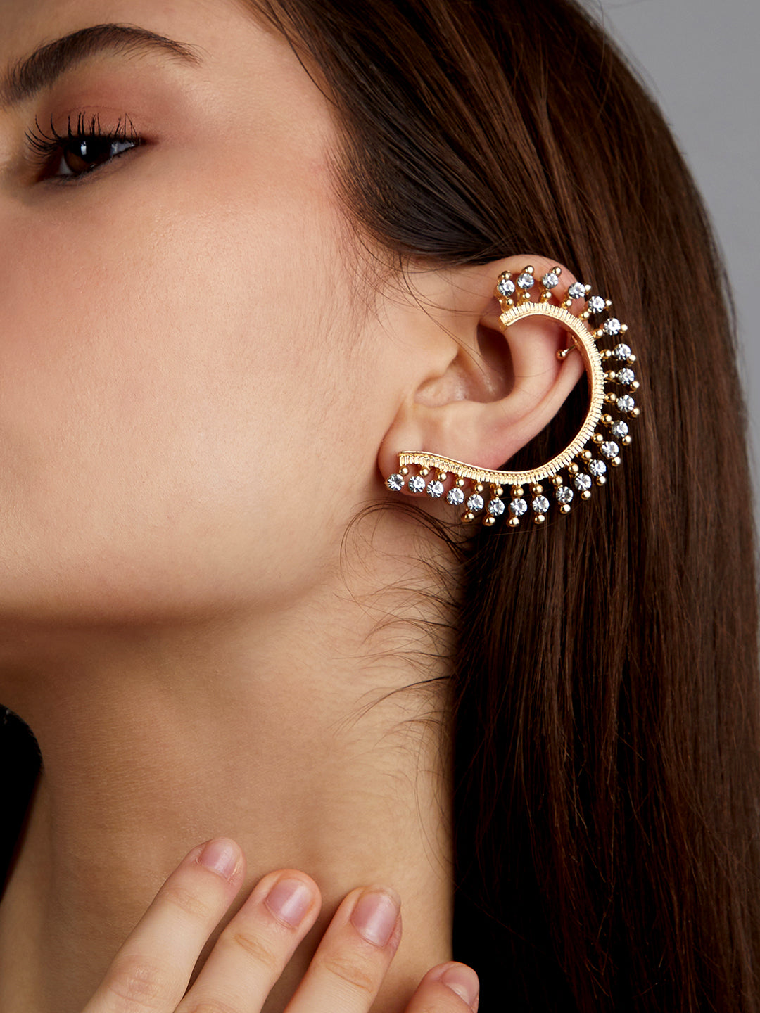 Gold-Plated Contemporary Artificial Stones Drop Earrings
