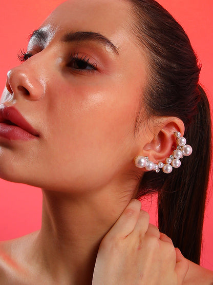 The Pearl Cuff Earring Cuff Earrings - Pearl White-SOHIER8825