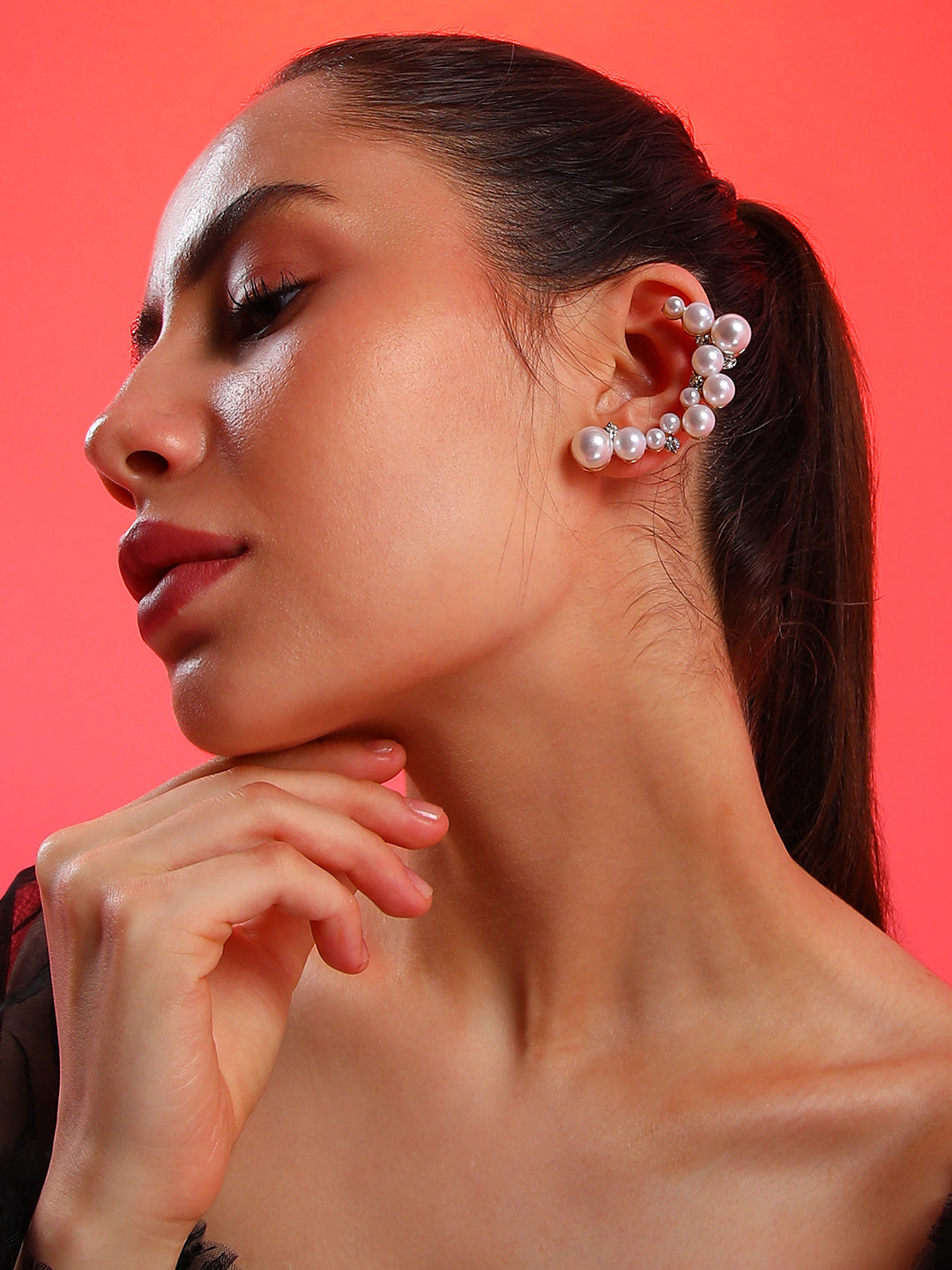 The Pearl Cuff Earring Cuff Earrings - Pearl White-SOHIER8825