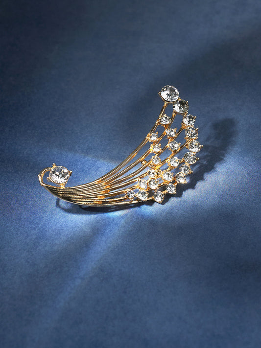 Gold-Plated Contemporary Artificial Stones Ear Cuff Earrings