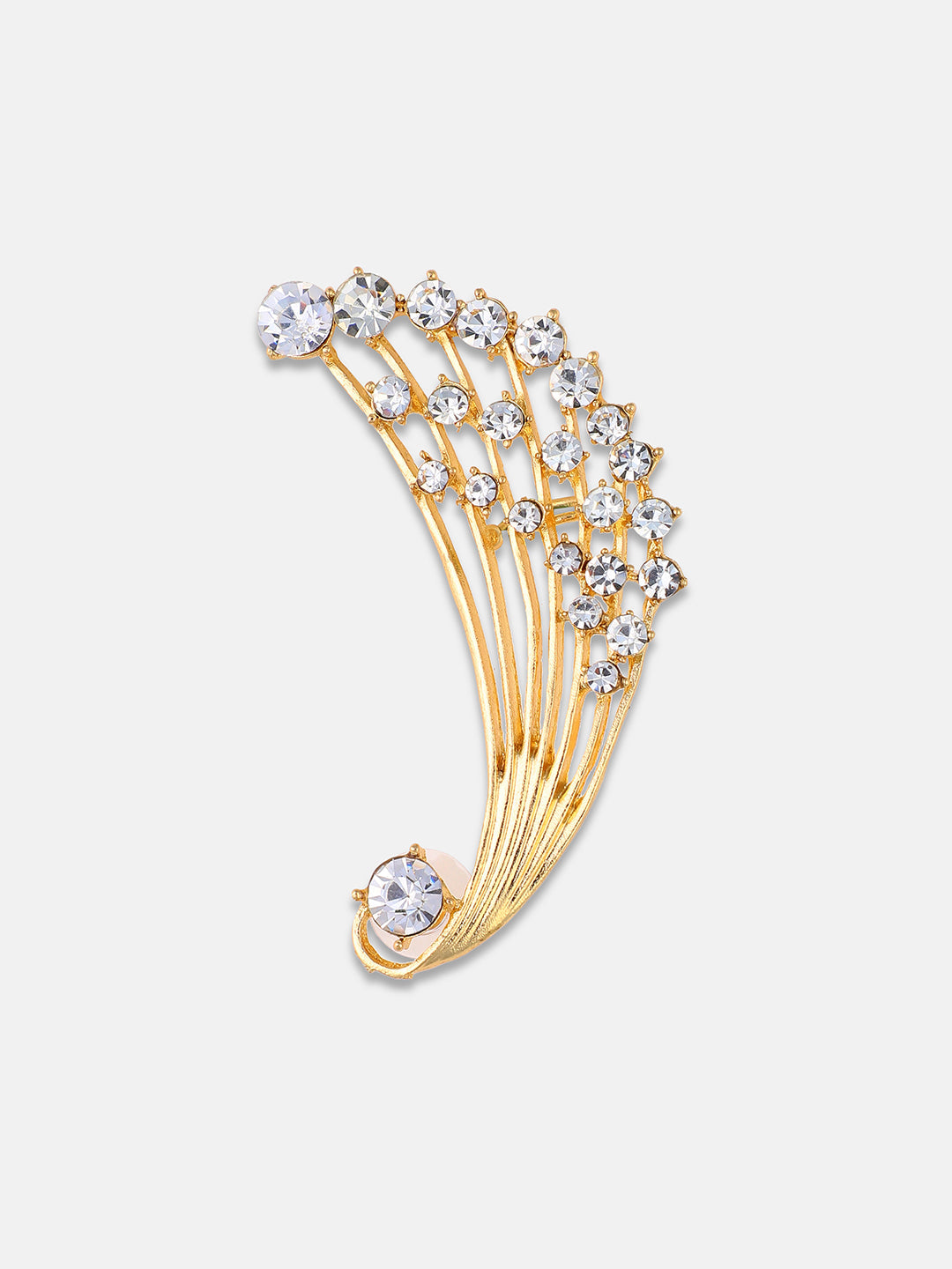 Gold-Plated Contemporary Artificial Stones Ear Cuff Earrings
