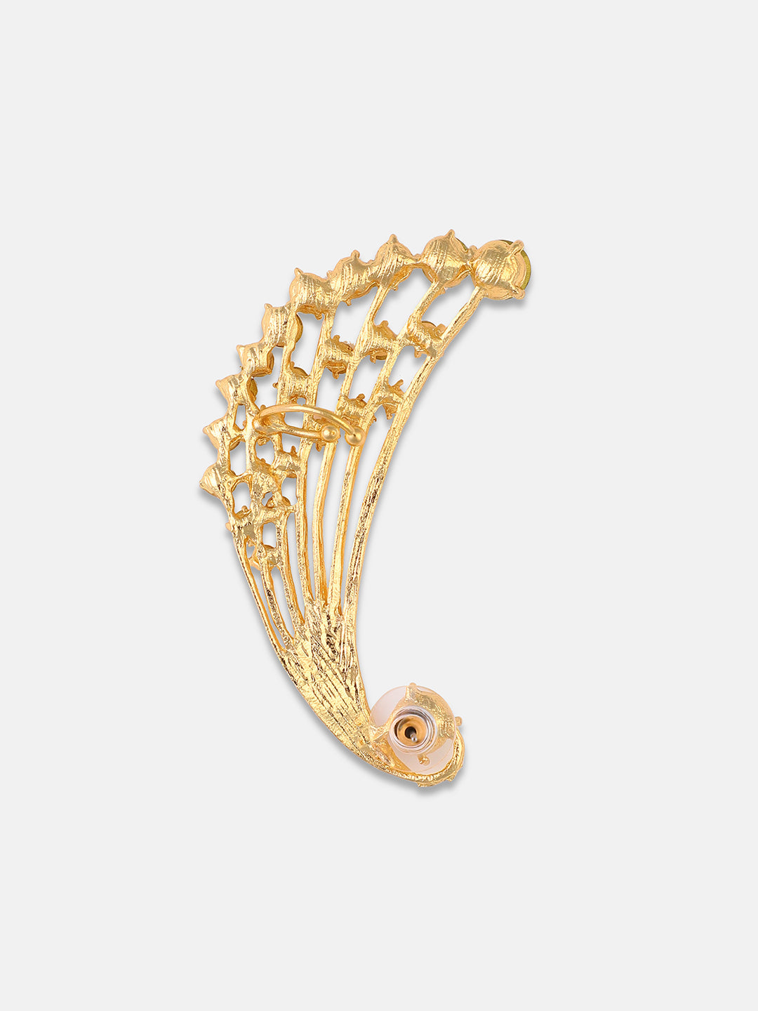 Gold-Plated Contemporary Artificial Stones Ear Cuff Earrings