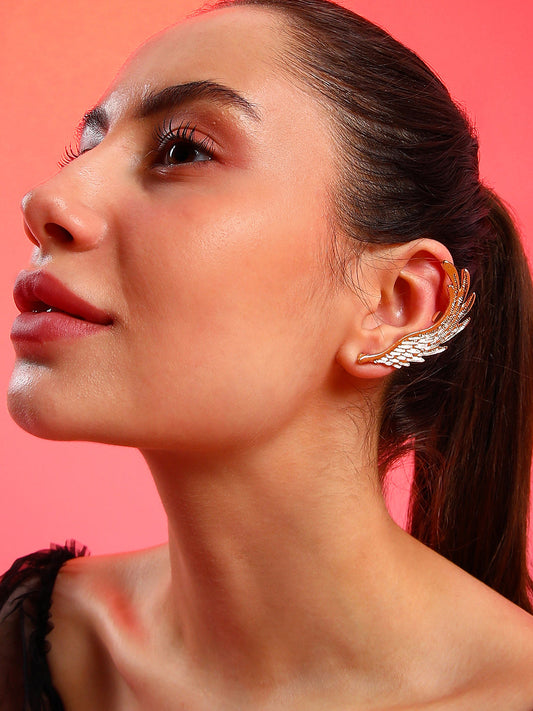 Gold-Plated Contemporary Clip On Ear Cuff Earrings