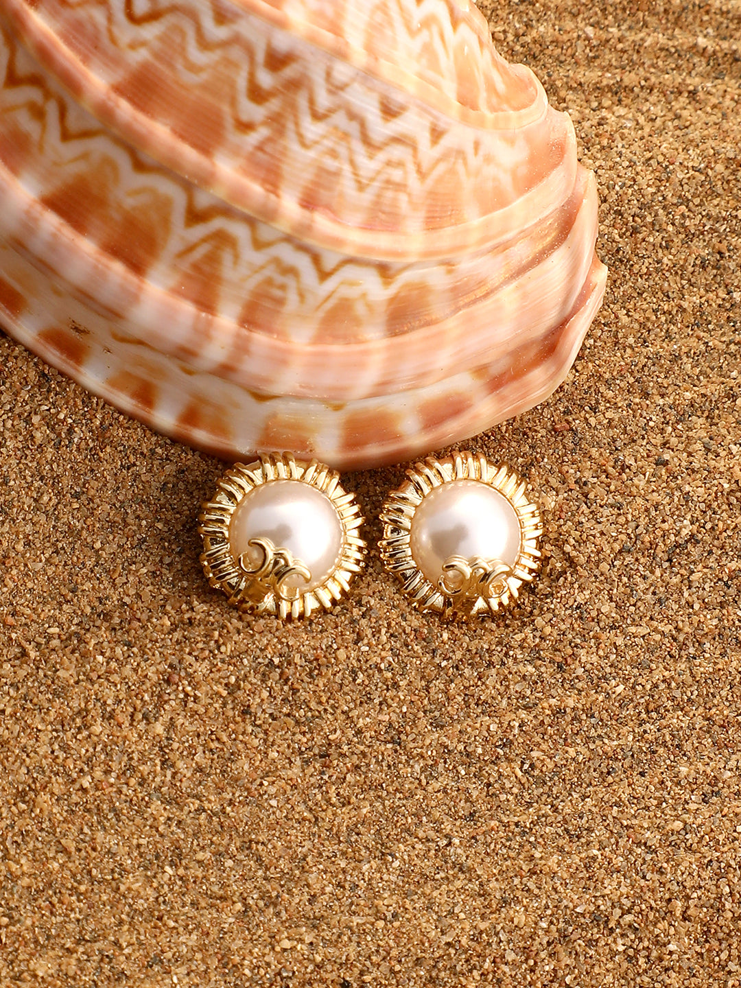 The Regal Stud Earrings - Pearl White-SOHIER8831